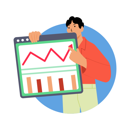 Stock Chart, Graph, Analytics, Market Trend, Infographics illustration
