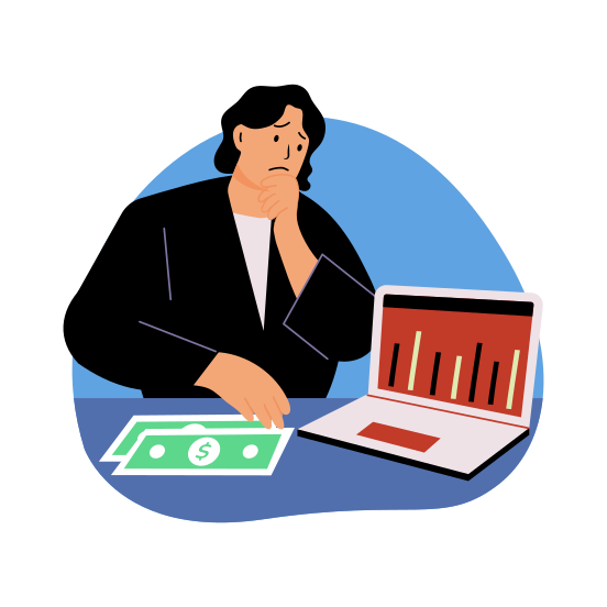 Worried, Sad, Financier, Investment, Capitalist illustration