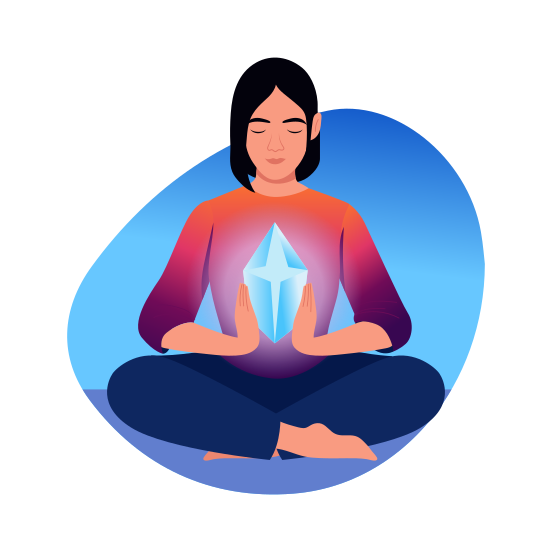 Crystal Meditation, Gemstone, Therapy, Wellness, Wellbeing illustration