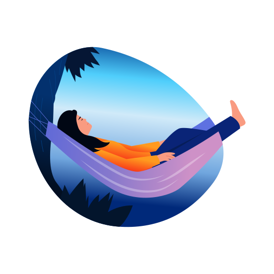 Hammock, Swing Bed, Resting, Relaxing, Character illustration