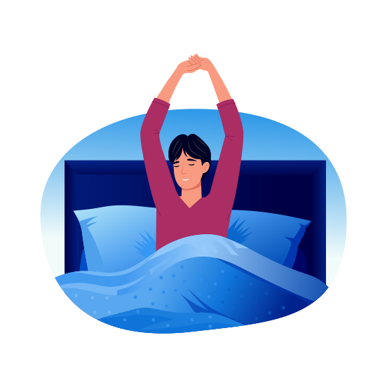 Morning Stretch, Awakening, Relaxing, Resting, Character illustration