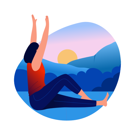 Morning Yoga, Exercise, Workout, Meditation, Character illustration