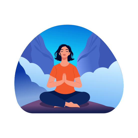 Mountain Meditation, Yoga, Posing, Peace, Calmness illustration