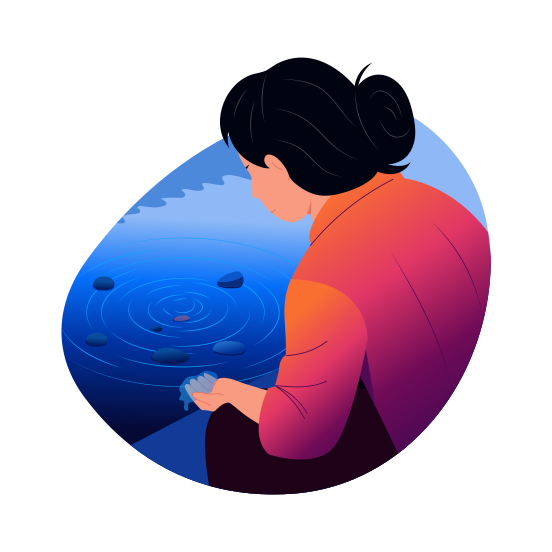 Pebble Meditation, Tranquillity, Serenity, Calmness, Peace, illustration