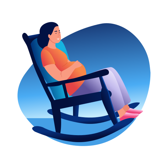 Rocking Chair, Sitting, Relaxing, Resting, Character illustration