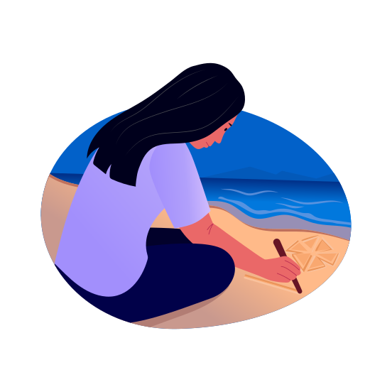 Sand Drawing, Activity, Hobby, Relaxing, Character illustration