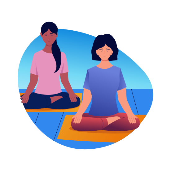 Silence Retreat, Yoga, Meditation, Posing, Relaxing illustration