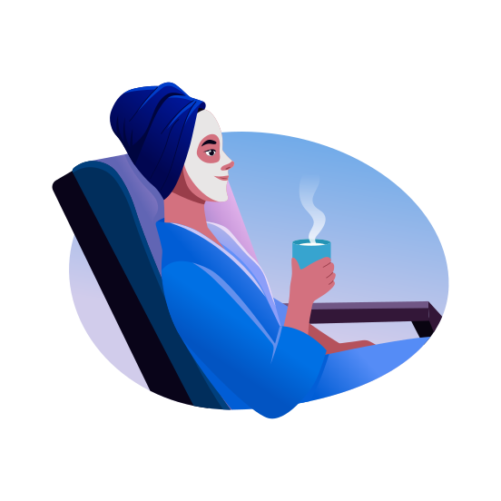 Spa Relaxation, Resting, Wellness, Wellbeing, Character illustration