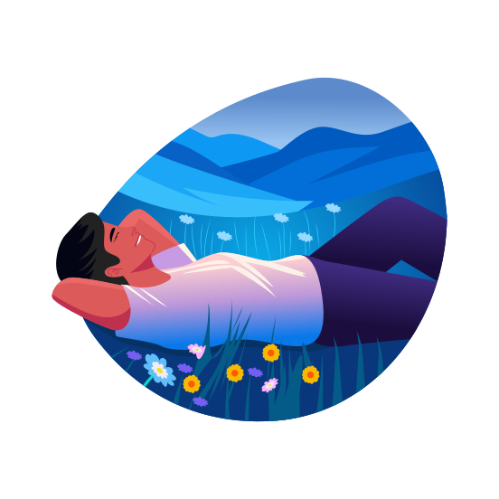 Stargazing, Soothing, Relaxing, Resting, Character illustration