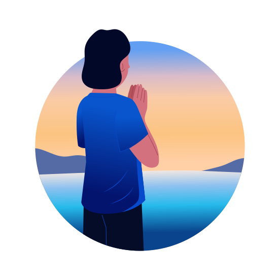 Sunrise Salutation, Yoga, Meditation, Tranquillity, Character illustration