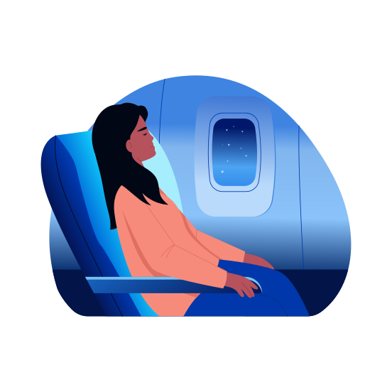 Travel Sleep, Napping, Resting, Passenger, Character illustration
