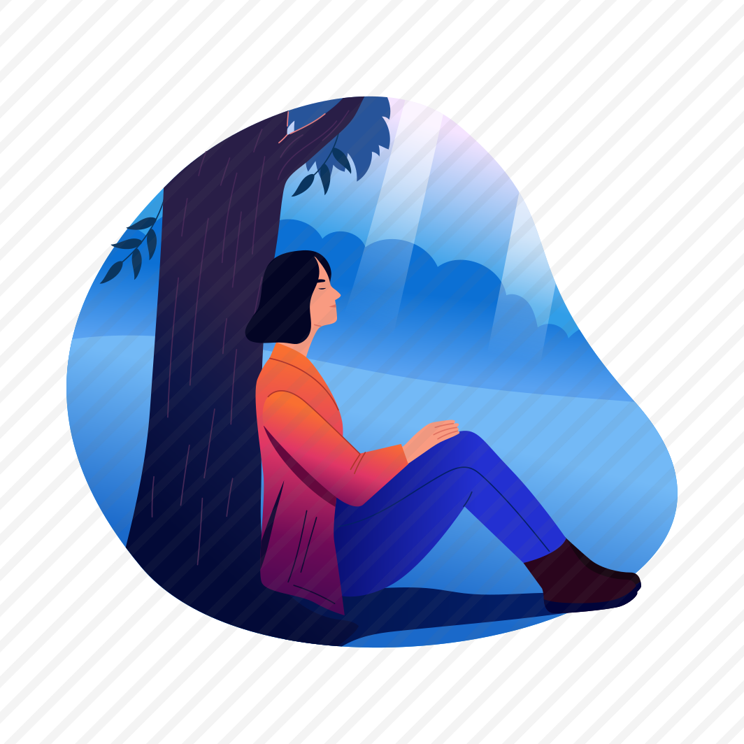 Tree Sitting, Calmness, Relaxing, Thinking, Mindfulness, preview