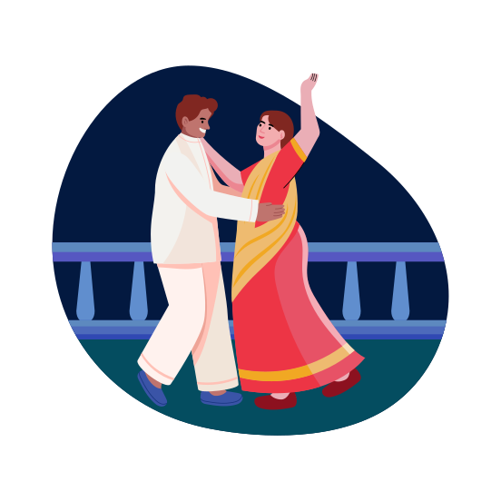 Dancing, Celebrating, Couple, Diwali, Festival, illustration