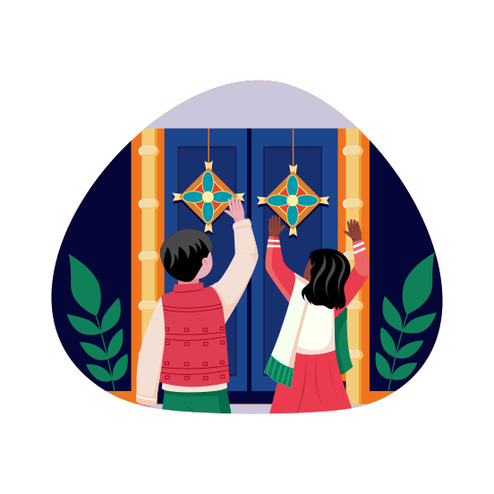 Decorating Door, Entrance, Festoons, Decoration, Diwali, illustration