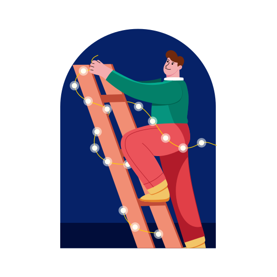 Decorating, Lights, Diwali, Festival, Celebration illustration