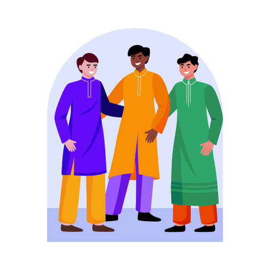 Diwali Costumes, Clothing, Attires, Culture, Tradition, illustration