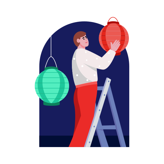 Diwali Decor, Lights, Lams, Lanterns, Tradition, illustration