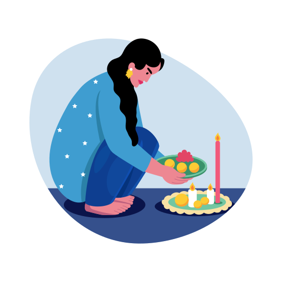 Diwali Ritual, Praying, Faith, Tradition, Culture illustration
