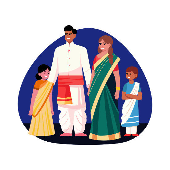 Family, Happy, Diwali, Rangoli, Tradition, illustration