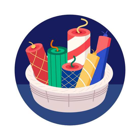 Firecrackers, Fireworks, Sparklers, Diwali, Pyrotechnics, illustration