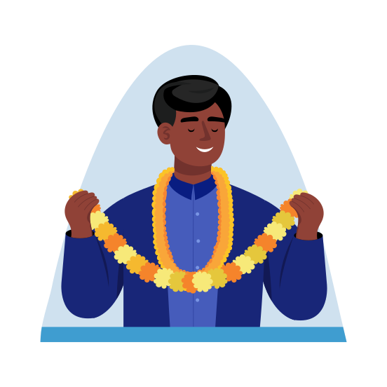 Flower Garland, Festoons, Flowers, Decorating, Character illustration