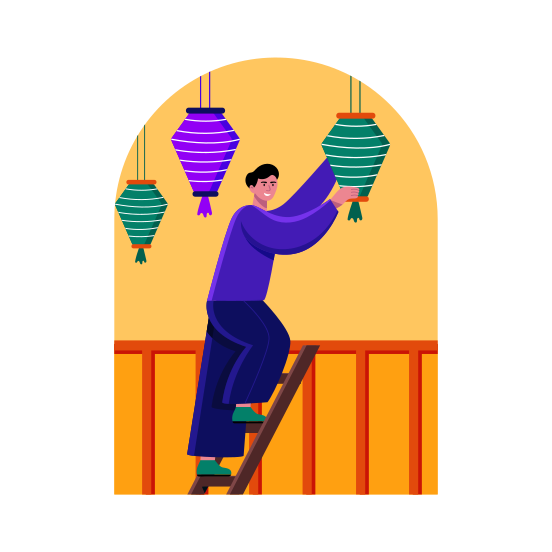 Hanging Lanterns, Lamps, Lights, Diwali, Decoration, illustration