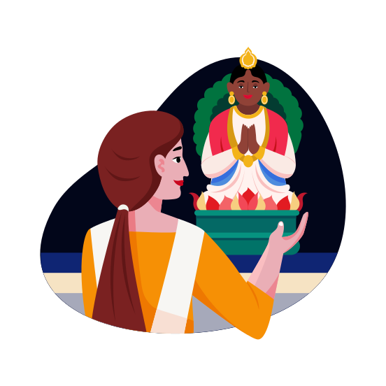 Hindu Ritual, Praying, Worship, Diwali, Tradition, illustration