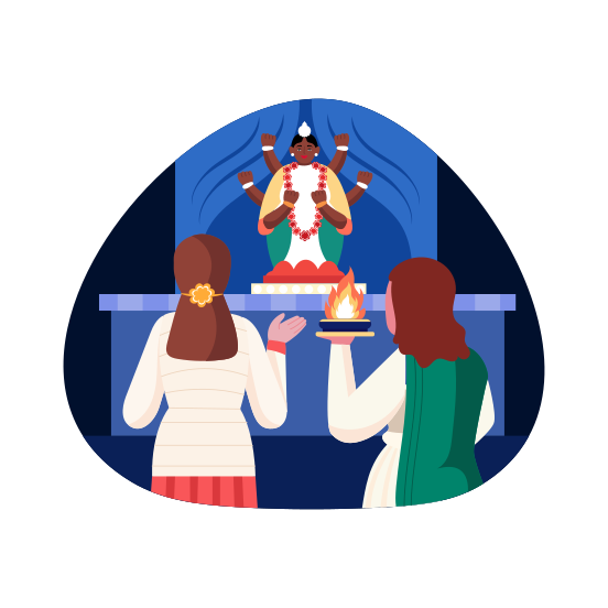 Idol Worship, Praying, Ritual, Religious, Tradition, illustration