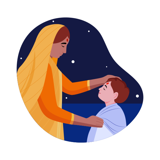 Indian Ritual, Blessing, Faith, Diwali, Tradition, illustration