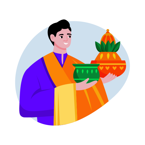 Kalash, Ritual, Praying, Diwali, Tradition, illustration