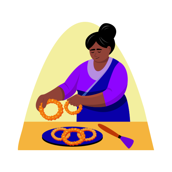 Making Sweets, Dessert, Confectionery, Cooking, Diwali, illustration