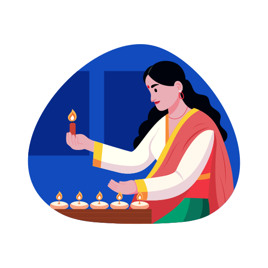 Oil Lamps, Light, Praying, Diwali, Tradition illustration