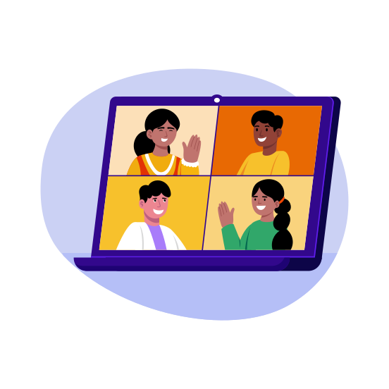 Online Diwali, Wishing, Celebrating, Festival, Communication illustration