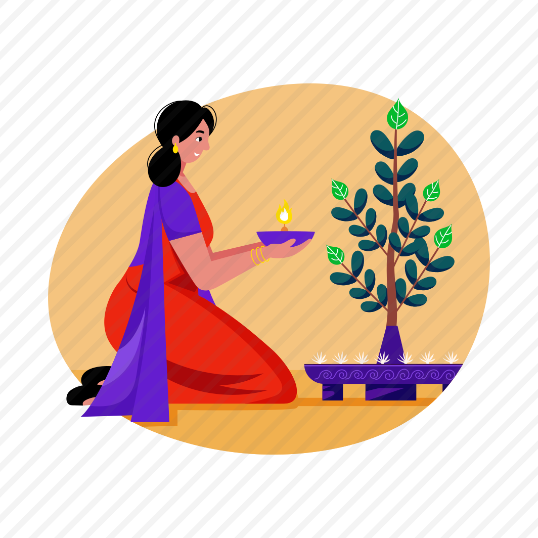 Plant Worship, Praying, Faith, Diwali, Tradition, preview