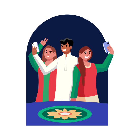 Selfie, Taking Picture, Enjoying, Photography, Family illustration