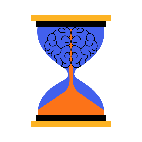 Brainstorming, Ideation, Creativity, Innovation, Hourglass illustration