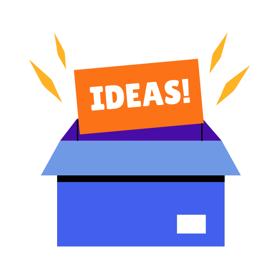 New Ideas, Product, Creativity, Innovation, Typography illustration