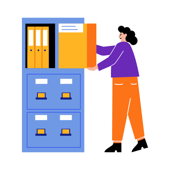 Organizing Files, Arranging, Sorting, Working, Employee illustration