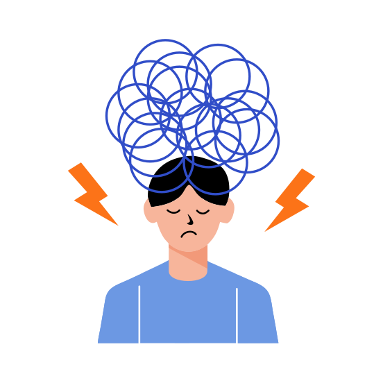 Overthinking, Frustrated, Confused, Employee, Sad illustration