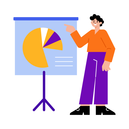 Presenting, Explaining, Report, Statistician, Employee illustration