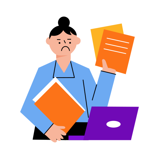 Sad Employee, Unhappy, Burnout, Workaholic, Character illustration