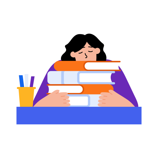 Tired, Sleepy, Burnout, Workaholic, Lazy illustration