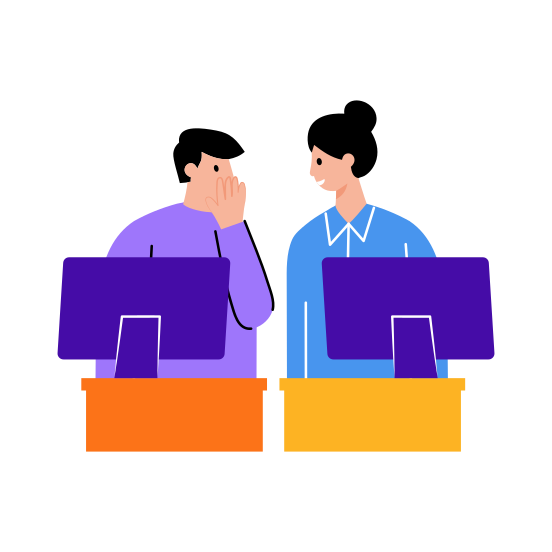 Whispering, Gossiping, Talking, Chatting, Friends illustration