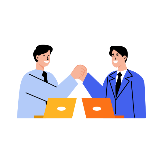 Work Buddy, Friends, Team, High Five, Happy illustration