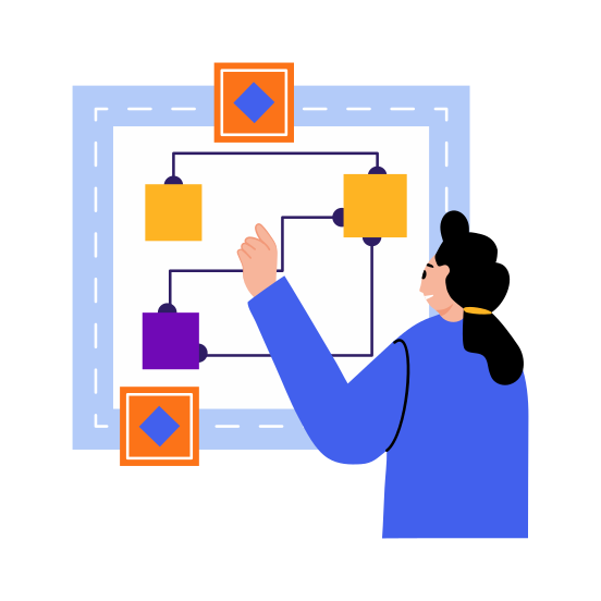Workflow, Strategy, Planning, Prototype, Blueprint illustration