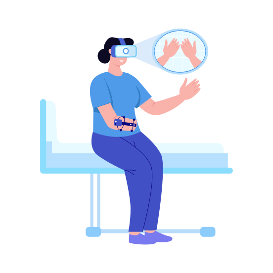 Mirror Therapy, Rehabilitation, Healing, Wellness, Interactive, illustration