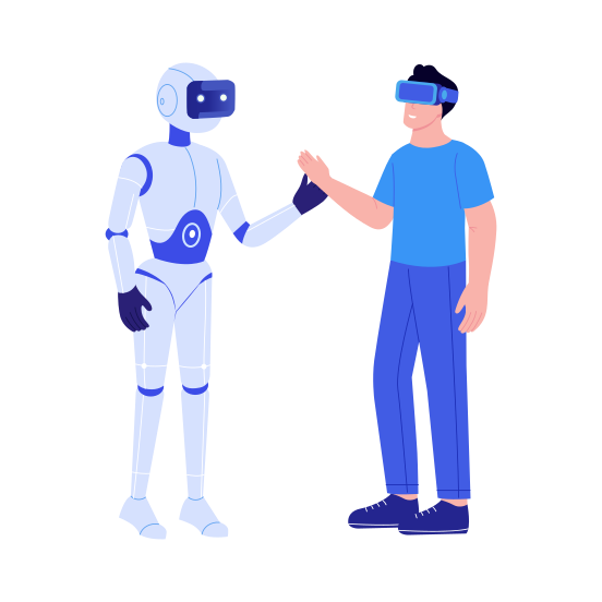 Robot Interaction, Handshaking, Gesture, Communication, Meeting, illustration