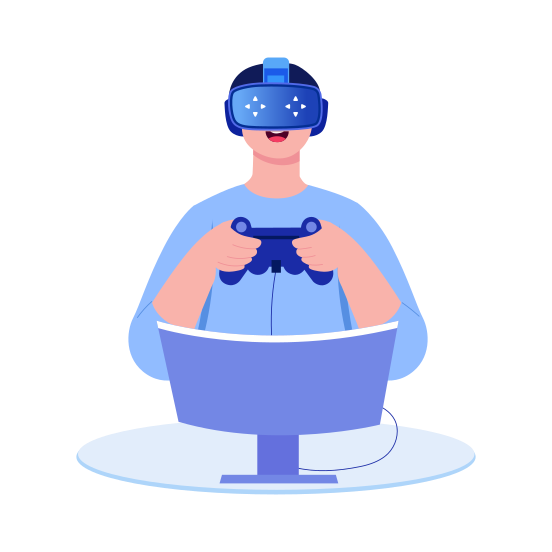 Virtual Gaming, Headset, Controller, Gamepad, Entertainment illustration