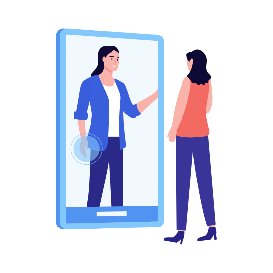 Virtual Interaction, Communication, Connection, Talking, Technology, illustration