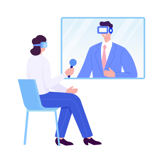 Virtual Meeting, Conference, Talking, Speaking, Conversation, illustration